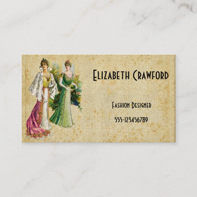 Vintage Viktorianische Ladys Fashion Business Card Visitenkarte (Vorderseite)