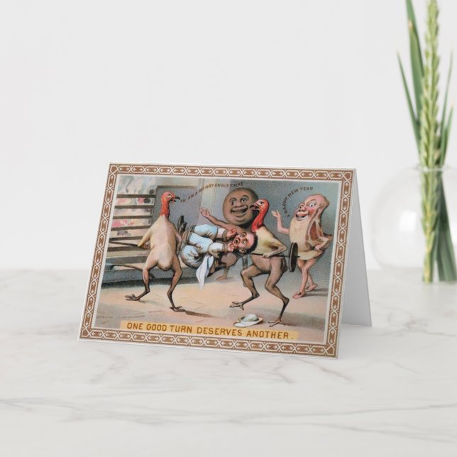 Vintage Viktorianische Lebensmittel Feiertagskarte (Vorderseite)