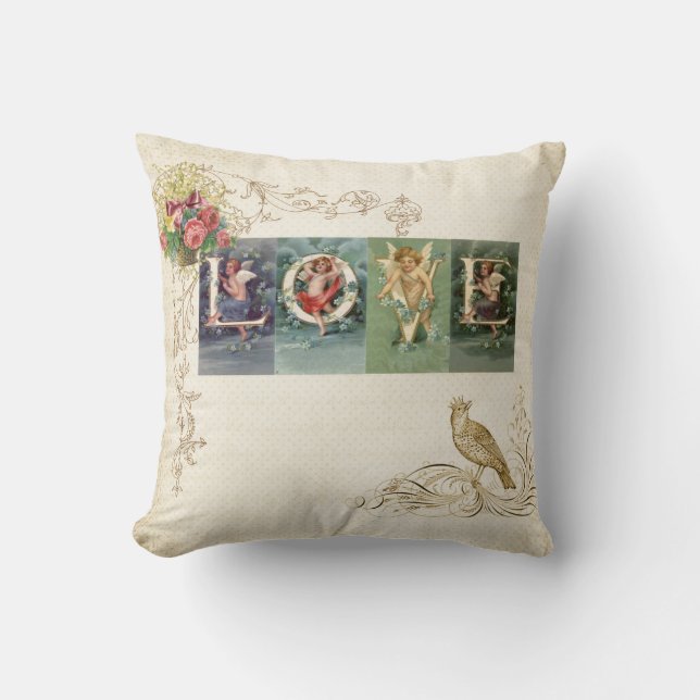 Vintage viktorianische Liebe Kissen (Vorderseite)