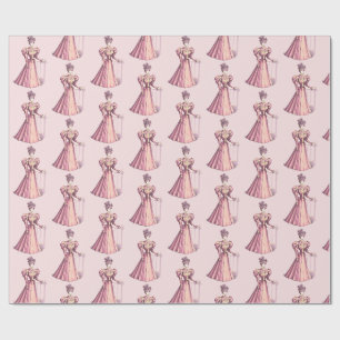 Vintage-Viktorianische Mode Frau Rosa Kleid Rosé Geschenkpapier