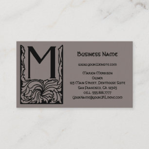 Vintage Viktorianische Monogram Art Deco Letter M Visitenkarte