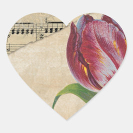 Vintage Viktorianische Musik Romantik Tulips Herz-Aufkleber