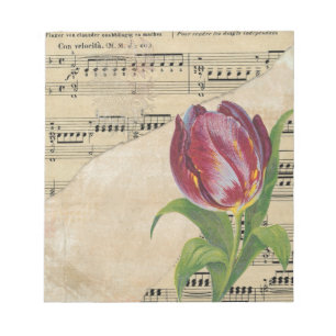Vintage Viktorianische Musik Romantik Tulips Notizblock