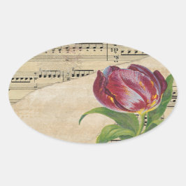 Vintage Viktorianische Musik Romantik Tulips Ovaler Aufkleber