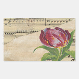 Vintage Viktorianische Musik Romantik Tulips Rechteckiger Aufkleber