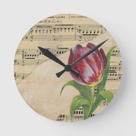 Vintage Viktorianische Musik Romantik Tulips Runde Wanduhr