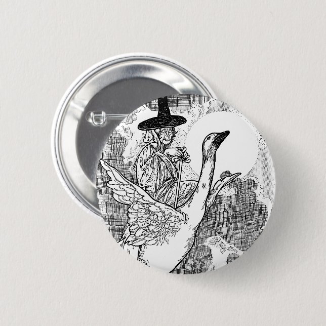 Vintage Viktorianische Muttergoose von Charles Rob Button (Vorne & Hinten)