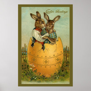 Vintage Viktorianische Osterbrunnen in einem Golde Poster