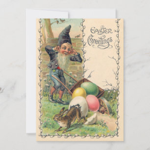 Vintage Viktorianische Ostergruß mit Gnome Einladung