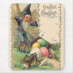 Vintage viktorianische Ostergrüße mit Gnom Mousepad