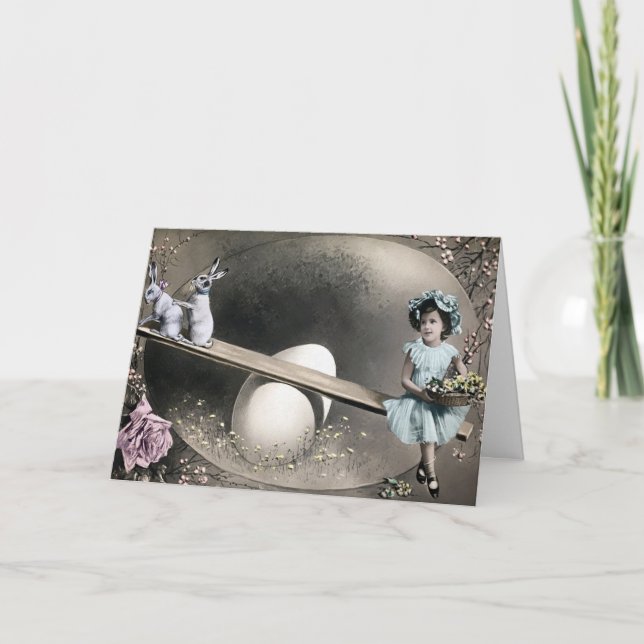 Vintage Viktorianische Osterkarte Feiertagskarte (Vorderseite)