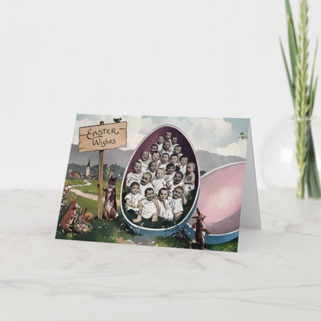 Vintage Viktorianische Osterkarte Feiertagskarte (Vorderseite)