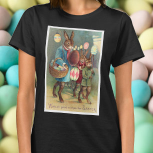 Vintage Viktorianische Osterwünsche mit Bunnies T-Shirt