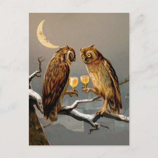 Vintage Viktorianische Owls Postkarte (Vorderseite)