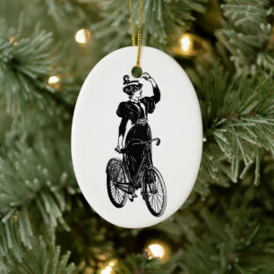 Vintage viktorianische Radfahrerin Damenfahrrad Keramikornament