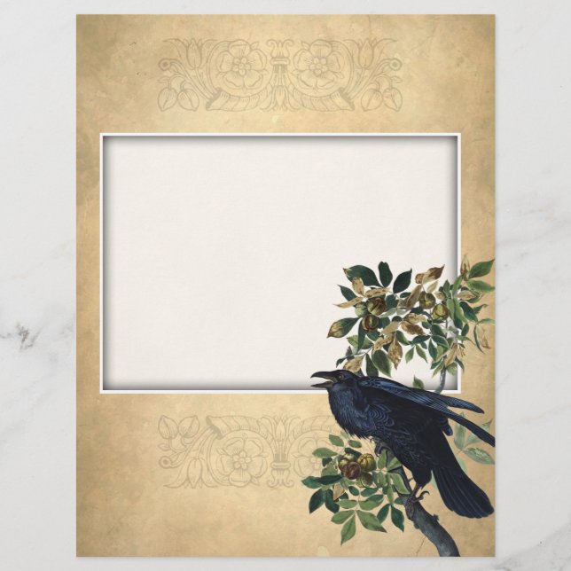 Vintage Viktorianische Raven Decoupage - Gotisches Briefbogen (Vorderseite)