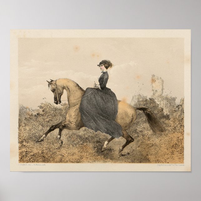 Vintage Viktorianische Reittiere Art Print 1857 Poster (Vorne)