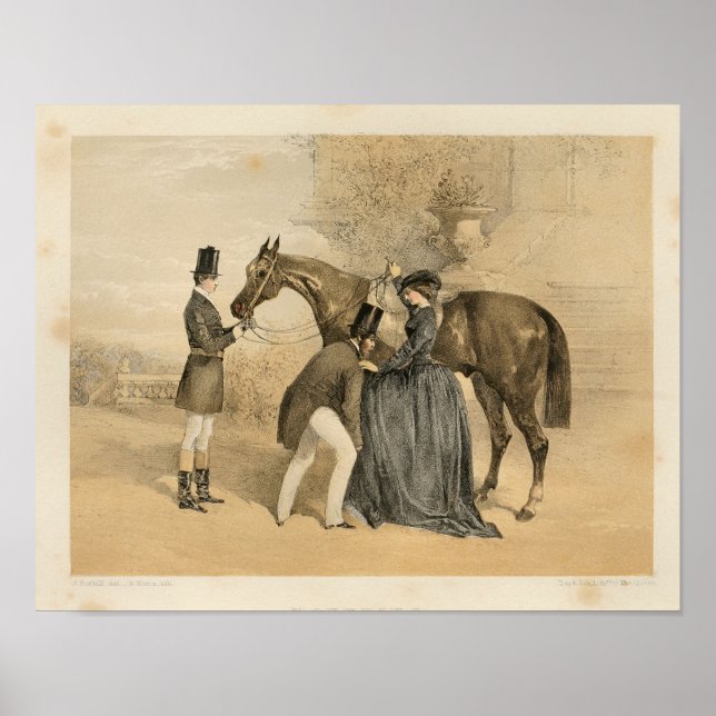 Vintage Viktorianische Reittiere Art Print 1857 Poster (Vorne)