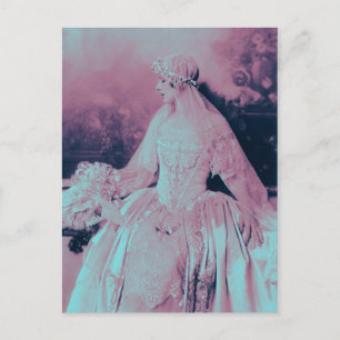 Vintage viktorianische Rosa-u. Baby-Blau-Braut, Einladungspostkarte