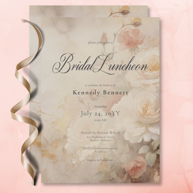 Vintage Viktorianische Rose Garten Bridal Einladung (Vintage Victorian Rose Garden Bridal Luncheon Invitation)