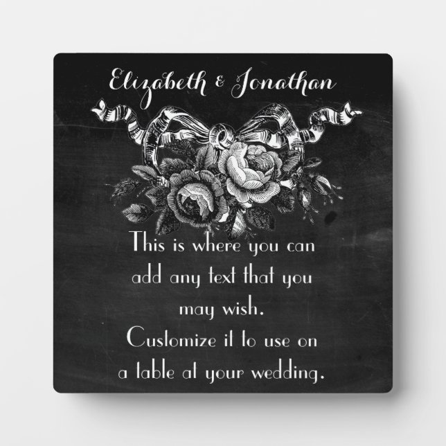 Vintage Viktorianische Rose Hochzeit Fotoplatte (Vorderseite)