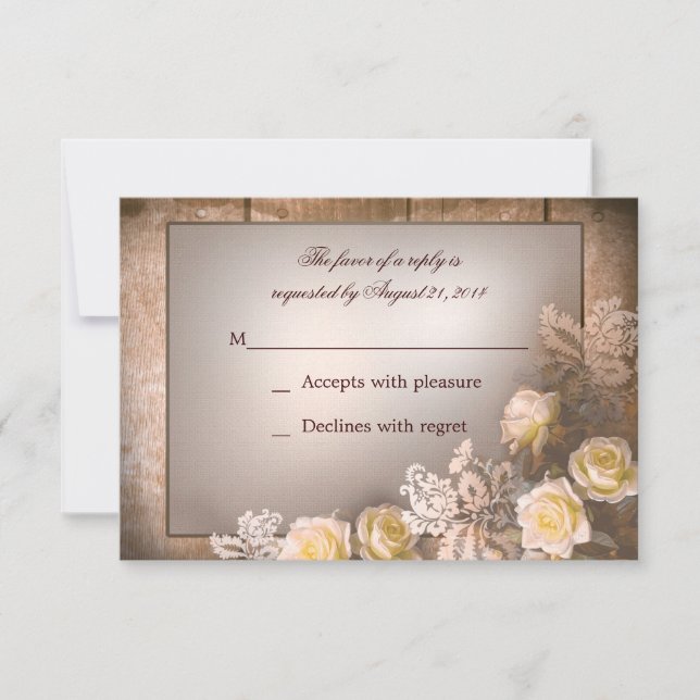 Vintage viktorianische Rose Hochzeit rsvp (Vorderseite)