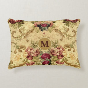 Vintage Viktorianische Rose Mauve mit Gold Monogra Dekokissen