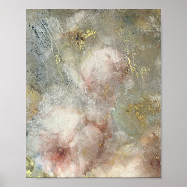 Vintage Viktorianische Rose mit Goldakzenten Poster (Vorne)