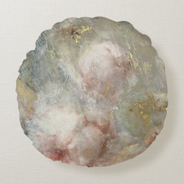 Vintage Viktorianische Rose mit Goldakzenten Rundes Kissen (Vorderseite)