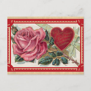 Vintage Viktorianische Rose Valentinstag Postkarte