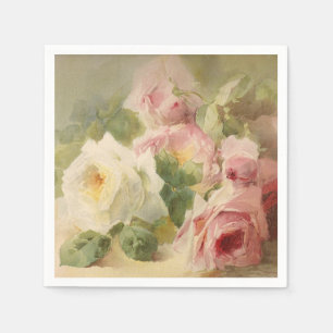 Vintage Viktorianische Rose Wasserfarbe Serviette