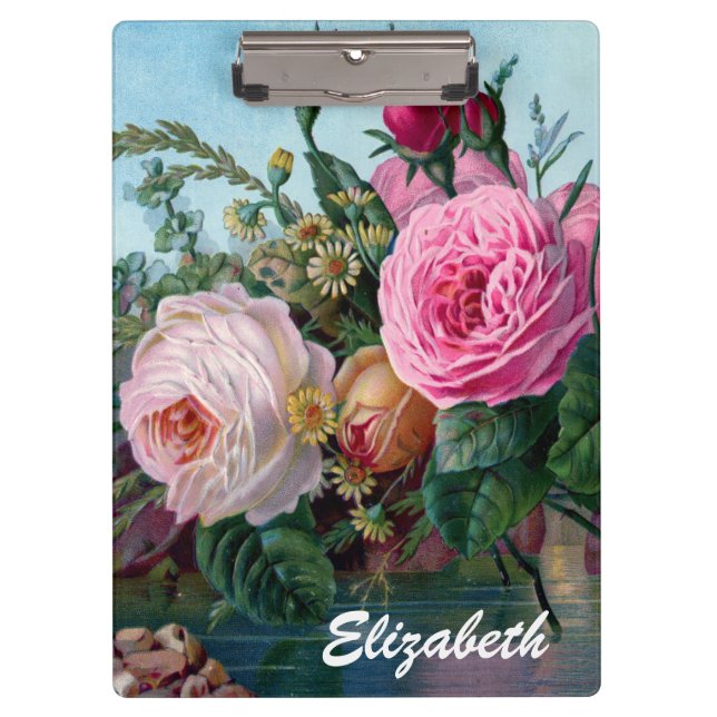 Vintage viktorianische Rosen benutzerdefiniertes C Klemmbrett (Vorderseite)