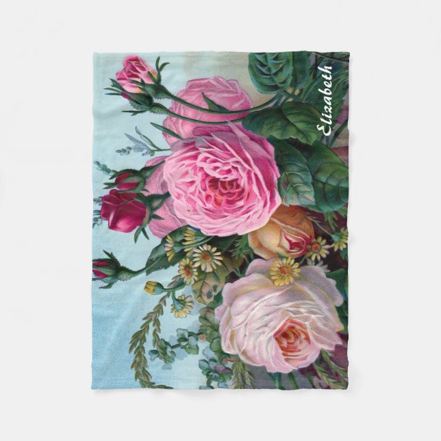 Vintage viktorianische Rosen-Gewohnheits-Decke Fleecedecke (Vorderseite)
