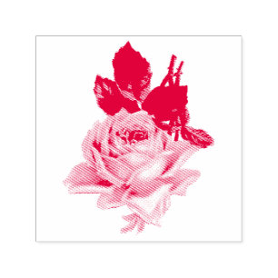 VINTAGE VIKTORIANISCHE ROTE ROSE RUBBER BRIEFMARKE PERMASTEMPEL