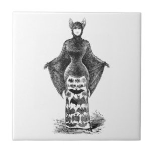 Vintage viktorianische Schlägerfrau Fliese