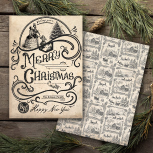 Vintage viktorianische schwarze frohe Weihnachten 