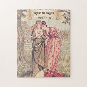 Vintage Viktorianische Sisters Illustration Regenc Puzzle