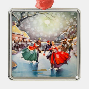Vintage Viktorianische Skater Ornament Aus Metall