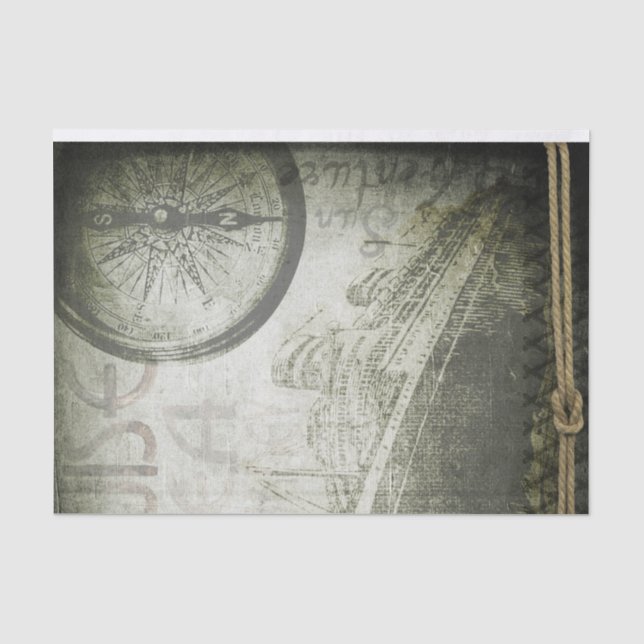 Vintage Viktorianische Steampunk-Kompass-Collage Seidenpapier (Vorderseite)