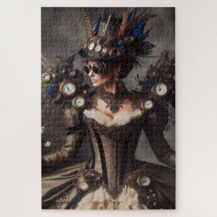 Vintage viktorianische Steampunk-Uhrwerk-Zeitdame Puzzle