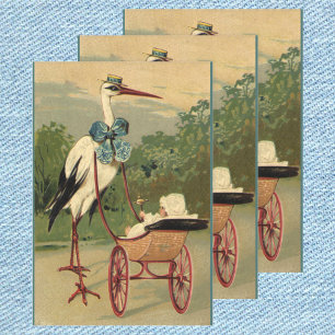 Vintage Viktorianische Storch- und Babyträgt Geschenkpapier Set