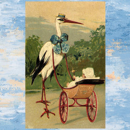 Vintage Viktorianische Storch- und Babyträgt Poster