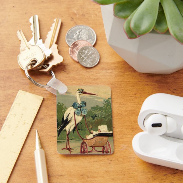 Vintage Viktorianische Storch- und Babyträgt Schlüsselanhänger (Schreibtisch)