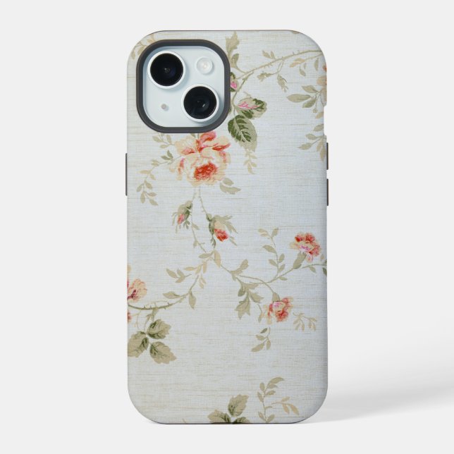 Vintage viktorianische Tapete mit Blumenmuster iPhone 15 Hülle (Rückseite)