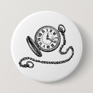 Vintage viktorianische Taschenuhr-Linienkunst Button