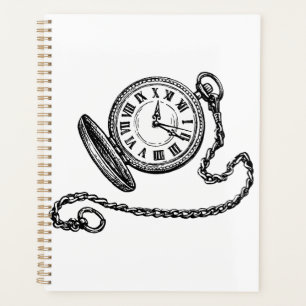 Vintage viktorianische Taschenuhr-Linienkunst Planer