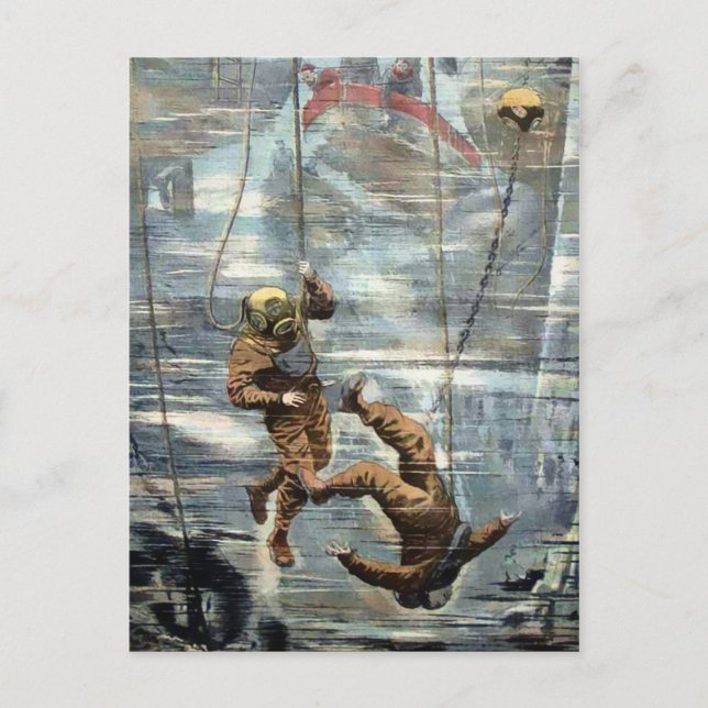 Vintage Viktorianische Taucher Postkarte (Vorderseite)