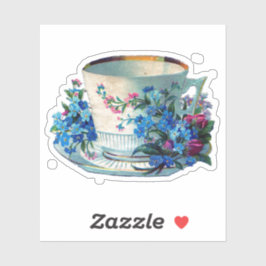 VINTAGE VIKTORIANISCHE TEACUP-BLUME CUSTOM STICKER