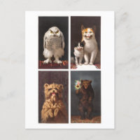 Vintage Viktorianische Tiere Postkarte
