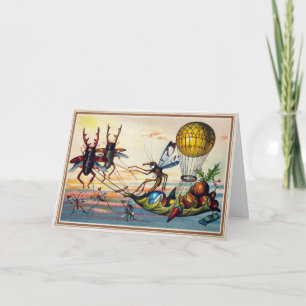 Vintage Viktorianische ungerade Fehler Feiertagskarte